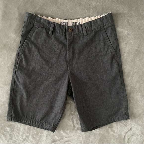 Quality Freeworld Flat Front Discord Relaxed Heather Grey Chino Short Waist 30 - Picture 1 of 8